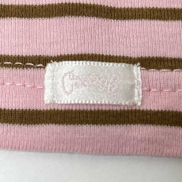 Coccoli Outfit 2-Piece Infant Girl 6M Pants Shirt Pink Brown Stripe Snap Elastic - Picture 7 of 14